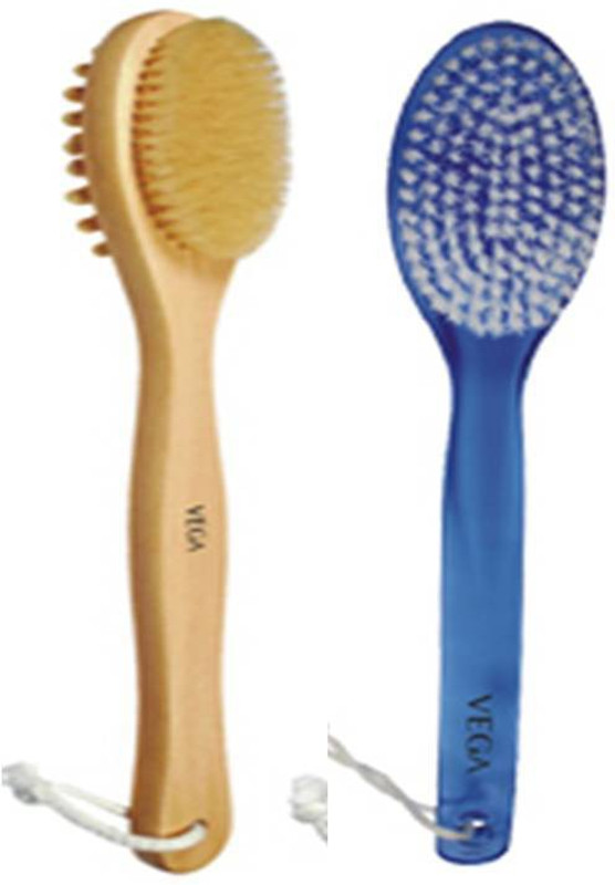 VEGA Luxury Bristle Bath Brush BA-1/1 & Cellulite Bristle Bath Brush NBA-1/1 (Pack of 2)