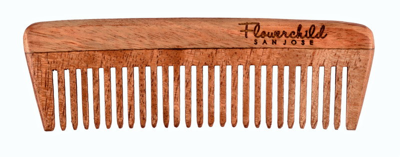 Flower Child Handcrafted Neemwood Pocket Comb - anti static, Anti Dandruff and Eco-friendly- (130 mm*35 mm)