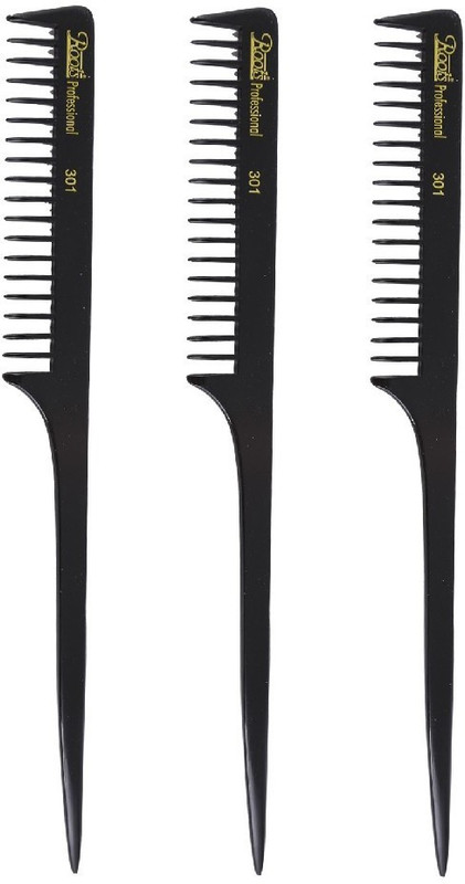 Roots Professional Styling and Sectioning Combs - Black - Pack of 3