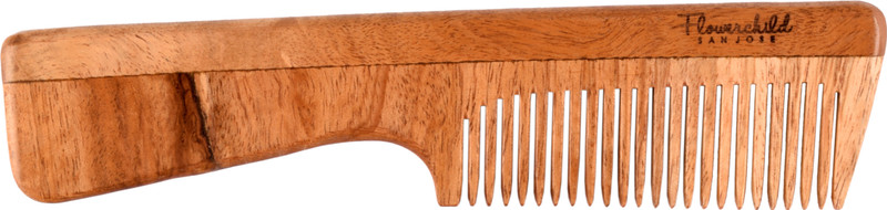 Flower Child Handcrafted Neemwood - Anti static, Anti Dandruff and Eco-friendly- Handle comb:(195mm*45mm)