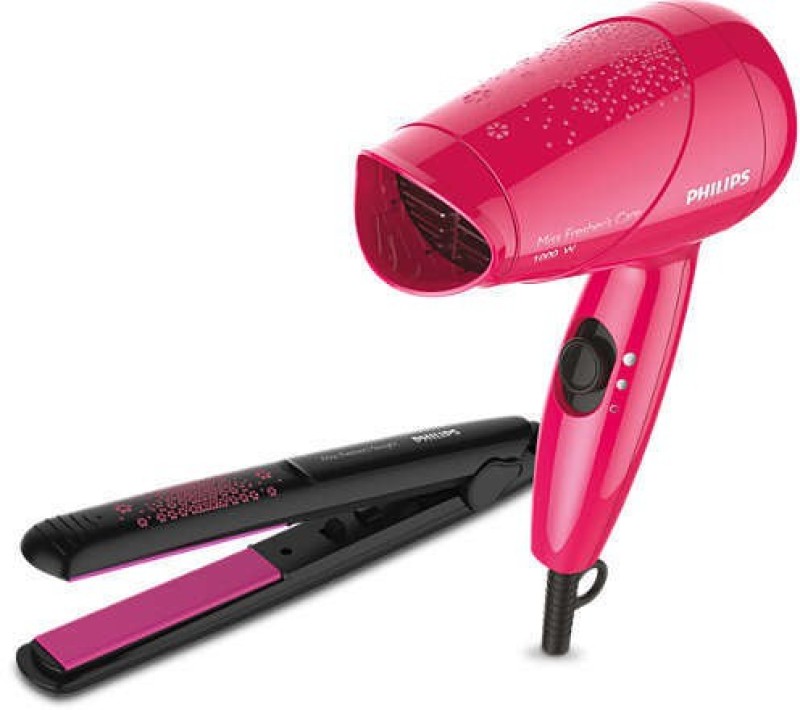 Philips HP8643/46 Hair Straightener + Hair Dryer(1000 W, Pink, Black)