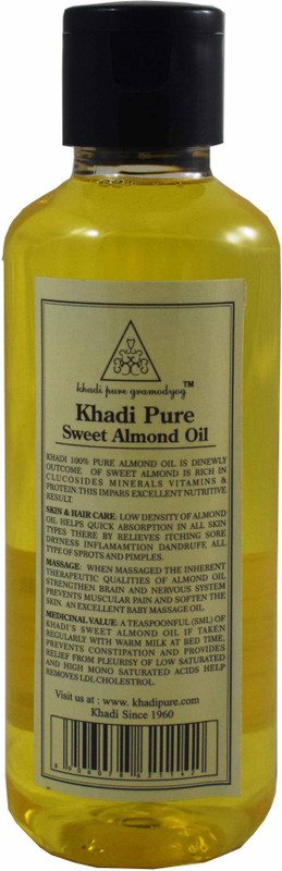Khadi Herbal SWEET ALMOND OIL BY GRAMODYOG Hair Oil(210 ml)