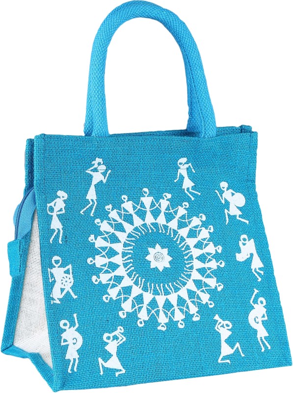 Jute Tree Women White, Blue Hand-held Bag