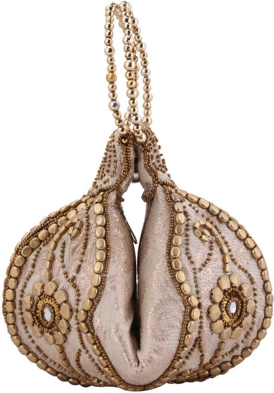 Home N Mee Cream Banarasi Cosmetic Bag(Beige) Home N Mee Cream Banarasi Cosmetic Bag(Beige)