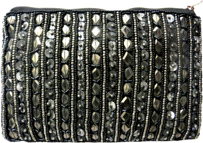 Kawaii Silver Sequins Purse Embroidered Pineapple Black Beads Cosmetic Bag(Grey) Kawaii Silver Sequins Purse Embroidered Pineapple Black Beads Cosmetic Bag(Grey)