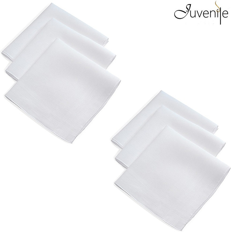Juvenile Allover Plain White Handkerchief(Pack of 6)