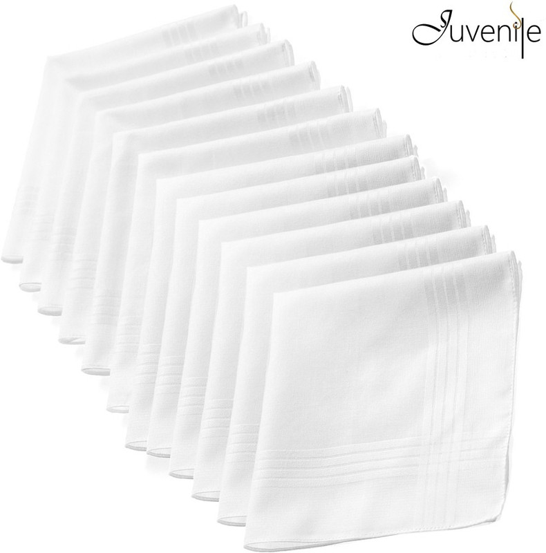 Juvenile Extra Premium Exquisite Pure White Handkerchief(Pack of 12)