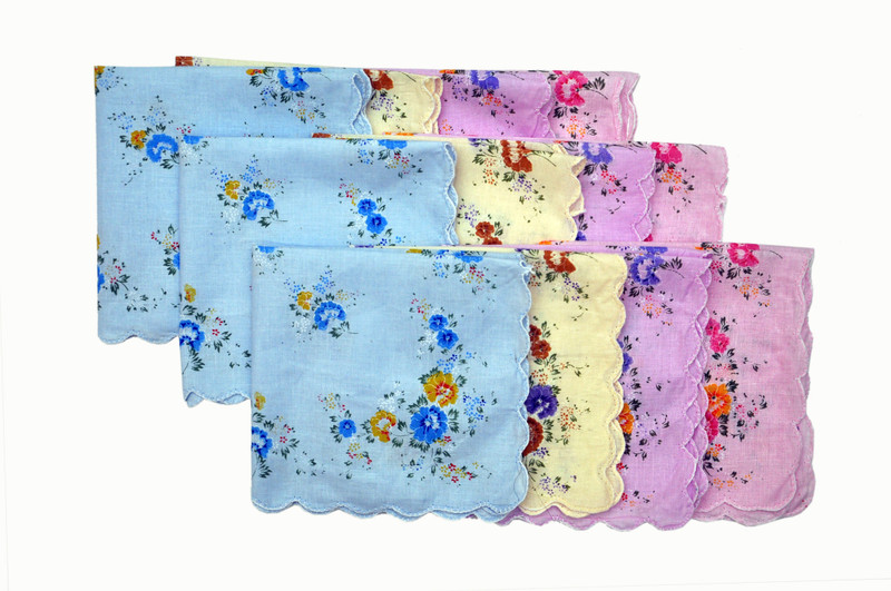 Belle Girl Women Multi Color Flower Print Regular Handkerchief(Pack of 12)