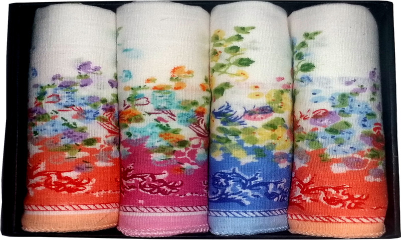 Shopmania Designer Border Handkerchief(Pack of 4)