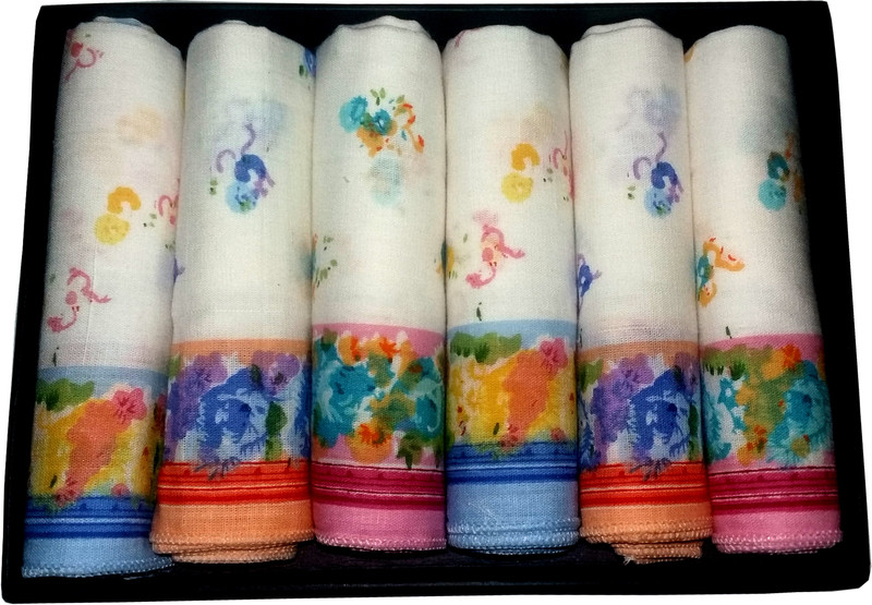 Shopmania Double Color Strips Handkerchief(Pack of 6)