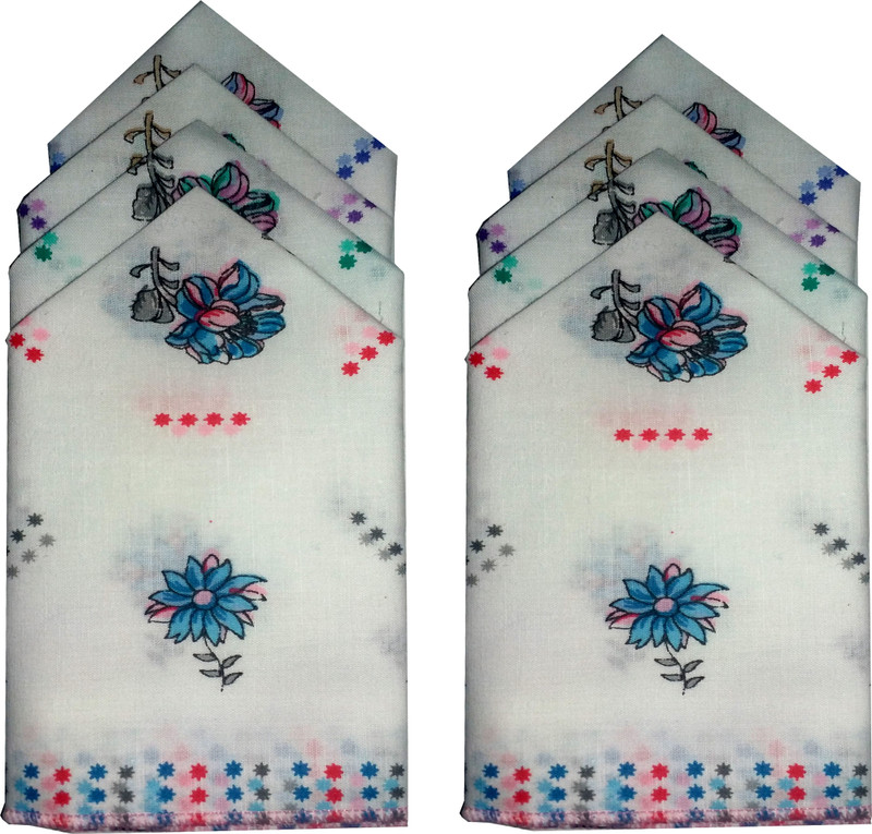 Shopmania Floral Border Handkerchief(Pack of 8)