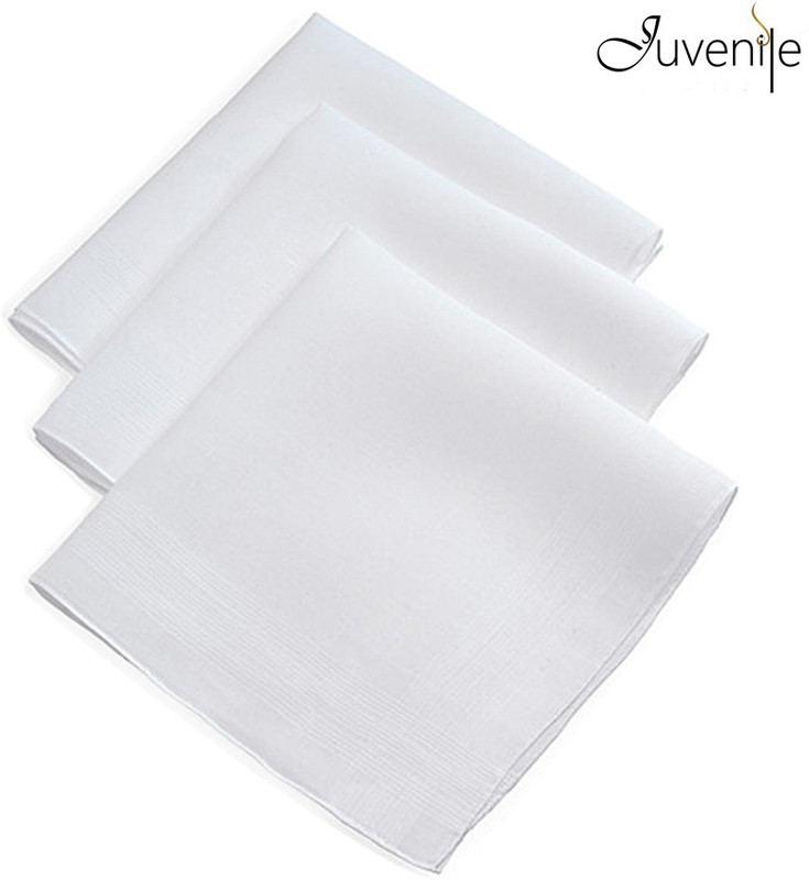 Juvenile Solid White Handkerchief(Pack of 3)