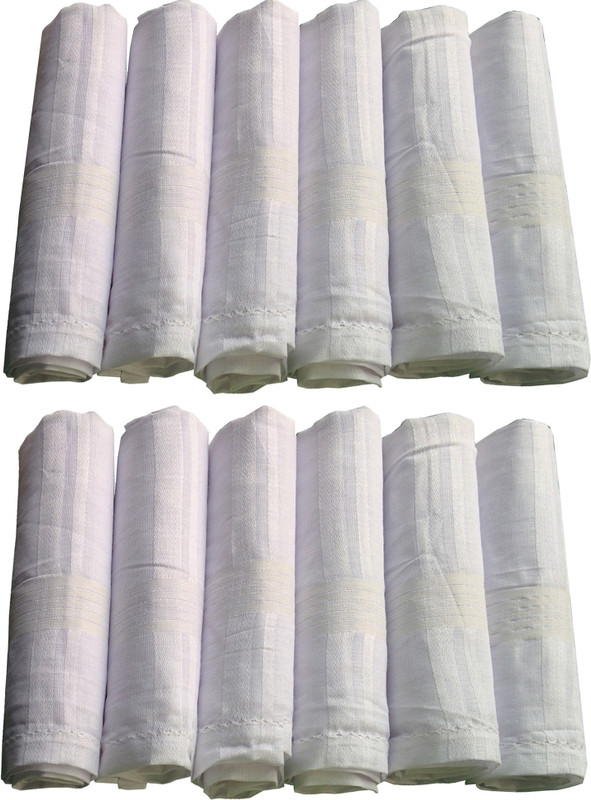 Supriya Plain White Men's 41x41Cm Pack of 12 Handkerchief(Pack of 12)