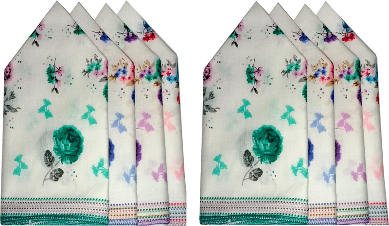 Shopmania Flower Print Handkerchief(Pack of 8)