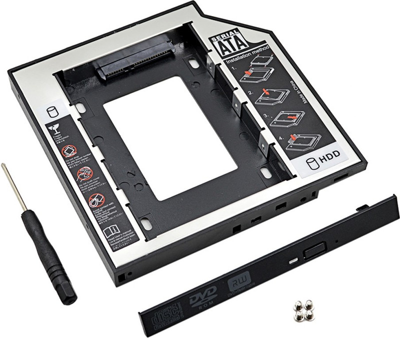 Darogaji 2nd bay Caddy for 9.5mm Universal CD/DVD-ROM 2.5 inch Caddy(For Serial ATA, Black) RS.1499 (77.00% Off) - Flipkart