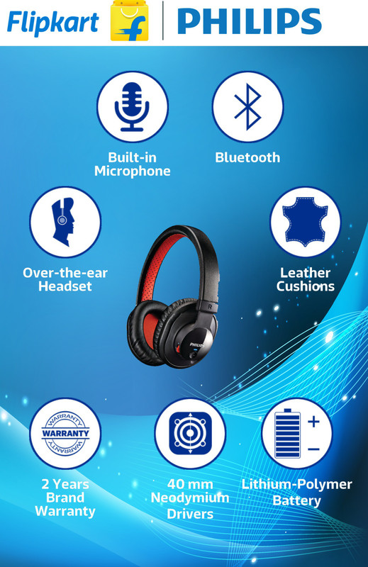 Philips SHB7000 Bluetooth Stereo Headset(Black, Over the Ear)