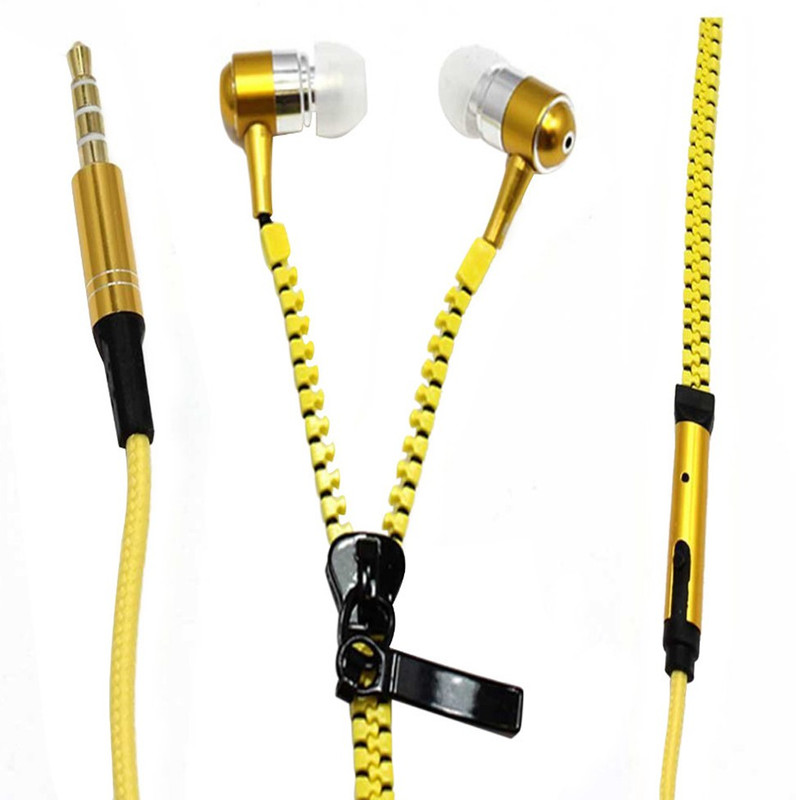 Medulla Zipper M3680 Stereo Dynamic Tangle Free Handfree Wired Headset with Mic(Yellow, In the Ear)