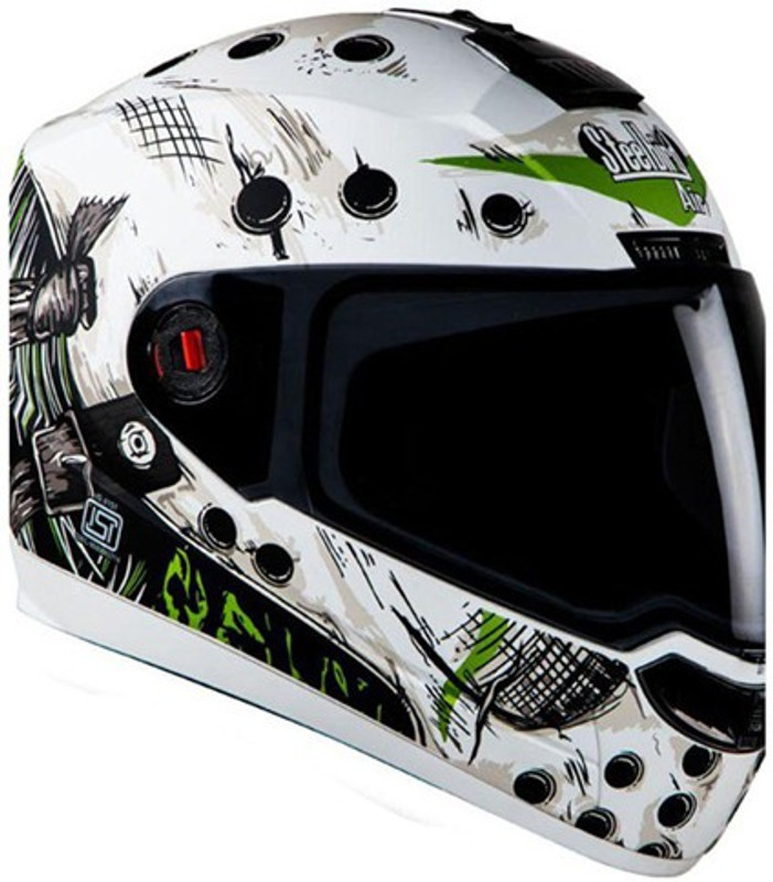 Steelbird AIR SBA-1 Dunkin Motorbike Helmet(SBA-1 Dunkin White & Green With Smoke Visor Medium-580MM)