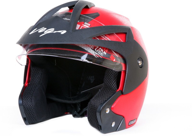 VEGA Crux OF (Open Face) Motorbike Helmet(Red)