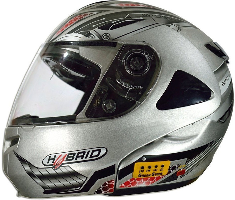 Greenstone Hybrid Machine War Bluetooth Motorbike Helmet(Matte Silver) Greenstone Hybrid Machine War Bluetooth Motorbike Helmet(Matte Silver)