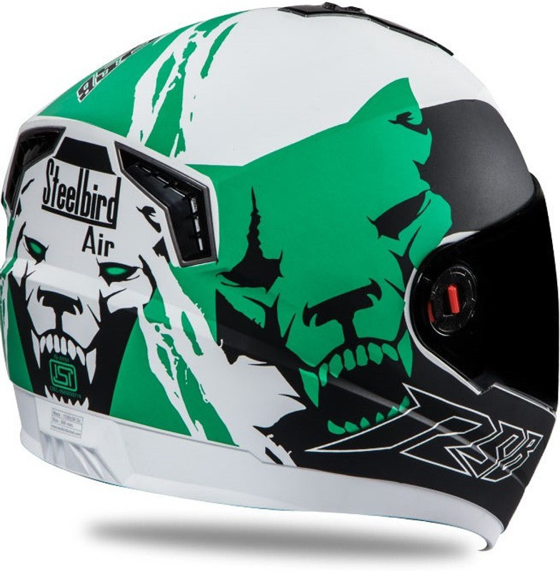 Steelbird AIR Beast Motorbike Helmet(Glossy White and Green) Steelbird AIR Beast Motorbike Helmet(Glossy White and Green)