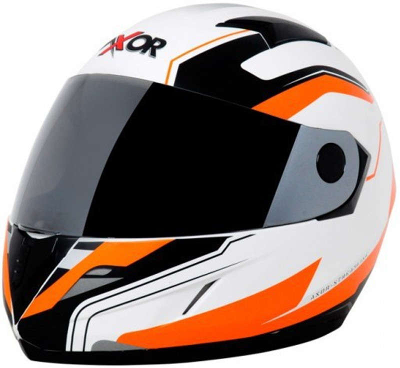 Axor A1 Streamline Motorbike Helmet(White & Orange) Axor A1 Streamline Motorbike Helmet(White & Orange)