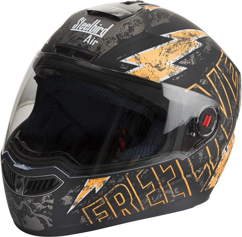 Steelbird SBA-1 Free Live Matt Black & Orange Motorbike Helmet(Multicolor) Steelbird SBA-1 Free Live Matt Black & Orange Motorbike Helmet(Multicolor)
