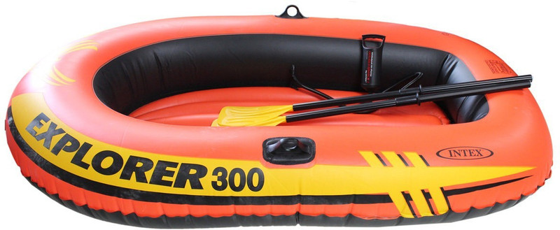INTEX Explorer Boat 300 For 3 Person 186KG (83" X 46" X 16" ) With Oars & Pump Inflatable Swimming Pool(Orange)