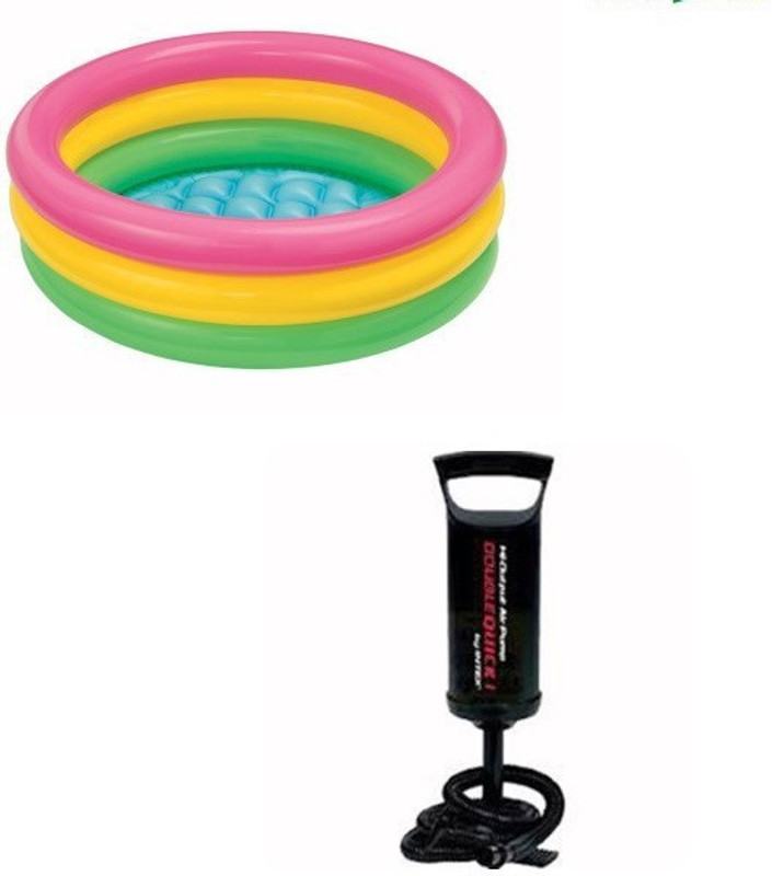 Intex 2 feet inflatable kids bath water tub with air pump Inflatable pool combo(multicolour)