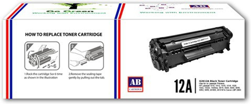 AB Cartridge 12A / Q2612A Cartridge - HP Compatible For Use in Laserjet 1010, 1012, 1015, 1018, 1020, 1022, 1022n, M1005 , M1319f , 3015 , 3020 AIO, 3030 AIO, 3050 AIO, 3050z AIO, 3052 AIO, 3055 AIO Single Color Toner(Black) RS.649 (78.00% Off) - Flipkart