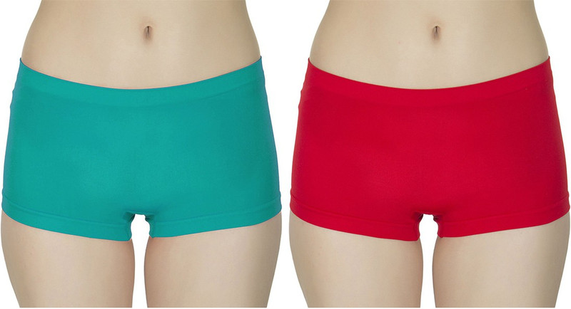 Balmy Women Boy Short Red, Green Panty(Pack of 2)