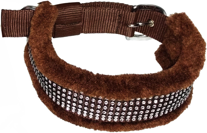 Petshop7 High Quality & Stylish Nylon Fur Dog Collar -0.75 Inch -Small Size (Brown). Neck Size ( 15-18.50 inch) Dog Everyday Collar(Small, Brown)