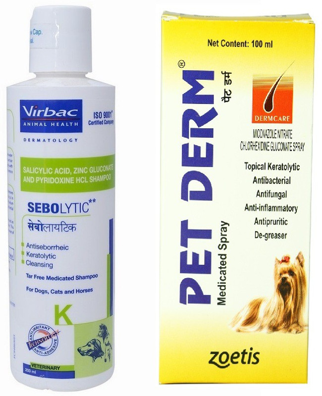 Buy Nap Pet India Pet Derm Medicated Spray and Sebolytic Shampoo Anti
