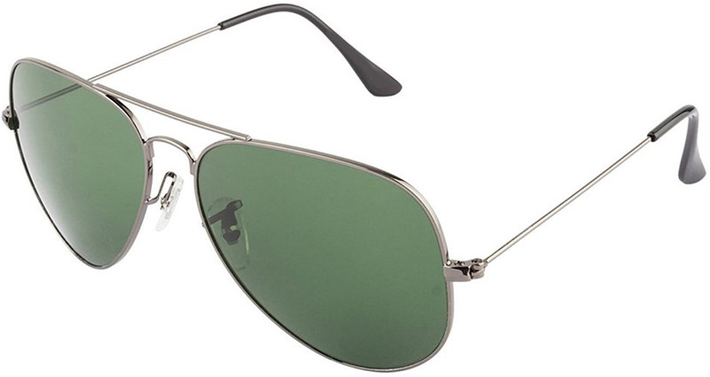 Forty Hands Aviator Sunglasses(Black, Green)