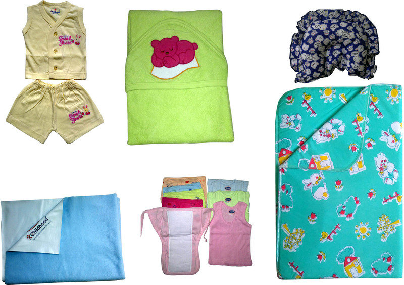Xchildhood Newborn Baby Care Combo Set.(Multicolor)