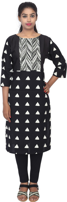 CHAPTER21 Formal Ikat Women Kurti(White, Black)