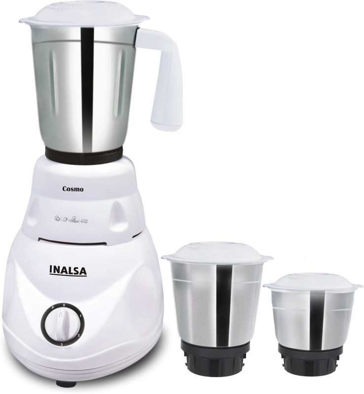 Inalsa Cosmo 550 W Mixer Grinder(White, 3 Jars)