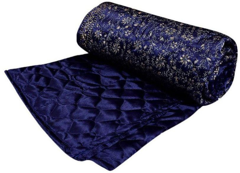 fashionadobe Floral Single Quilt(Microfiber, Blue)