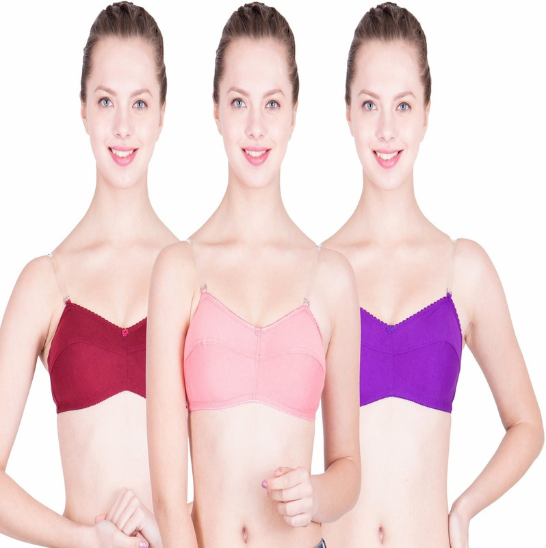 Marine Form bySolid Pack Of 3 Women Full Coverage Non Padded Bra(Multicolor)