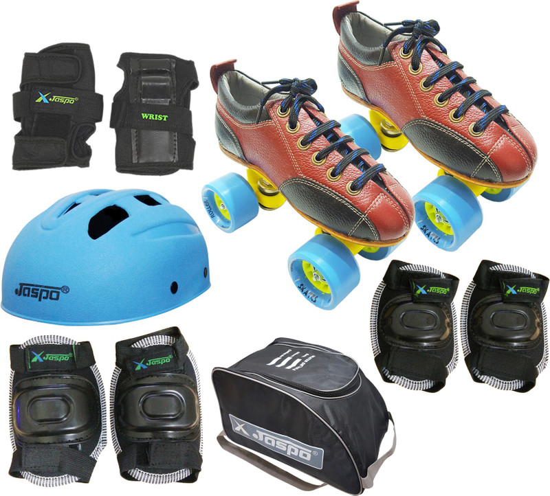 Jaspo Hail Stone Pro Shoe Skate combo Foot length 24.5 cms Size : 5 UK ( Age group 11-12 years) Skating Kit