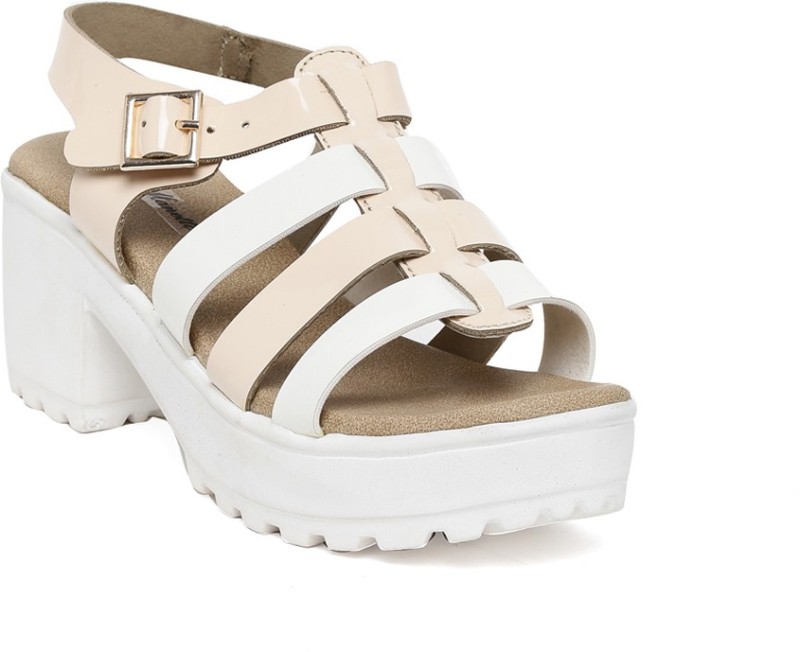 Bruno Manetti Women Beige, White Sandals