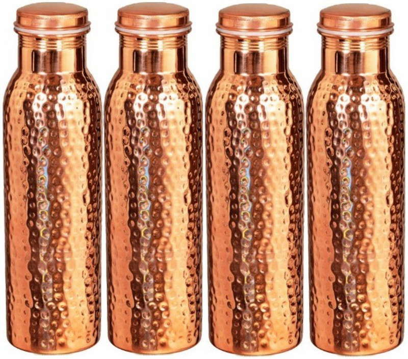 royal merchant copper hammered bottle Q7 1000 ml Bottle(Pack of 4, Brown)