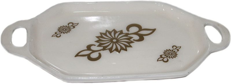 sarvsiddhi Multipurpose Serving Tray - Cream Aluminium Decorative Platter(Beige)