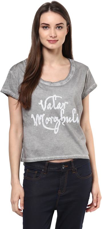 Game of Thrones Printed Women Round Neck Grey T-Shirt