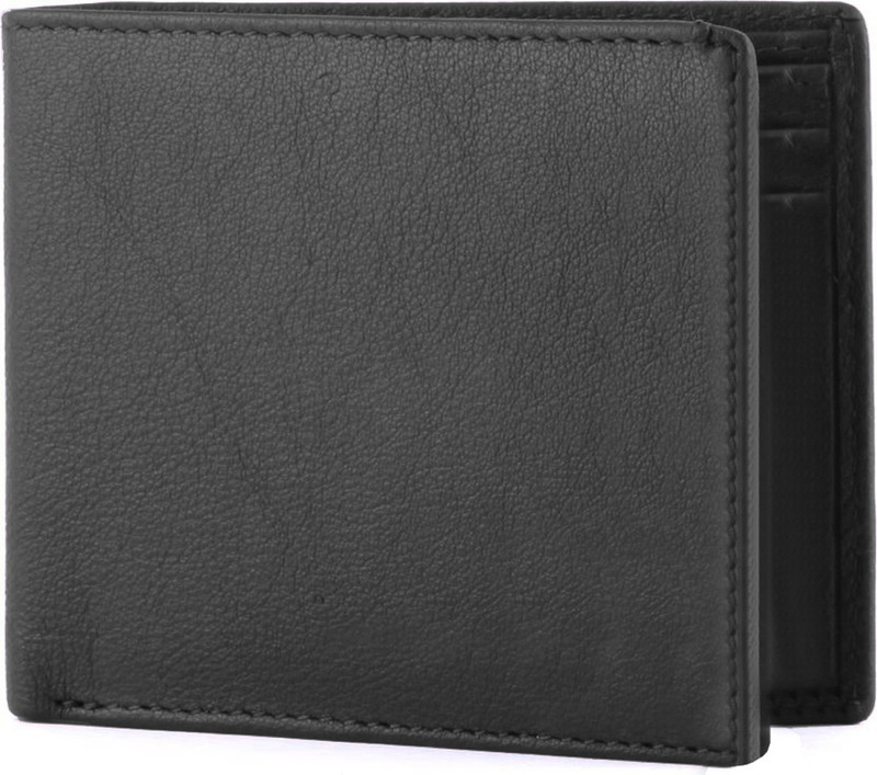 Effingo Men Black Genuine Leather Wallet(6 Card Slots)
