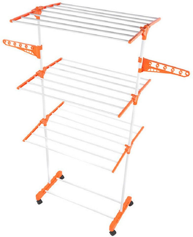 crobat Stainless Steel, Iron, Plastic Floor Cloth Dryer Stand(Orange)