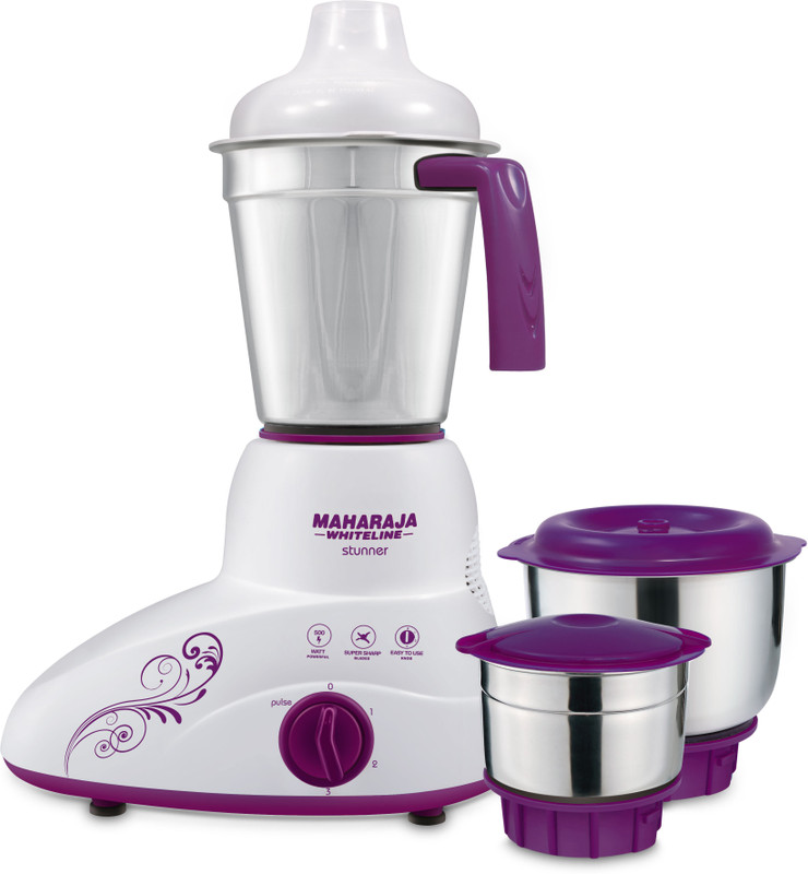 Maharaja Whiteline MX-168 Stunner 500 W Mixer Grinder(White and Violet, 3 Jars)