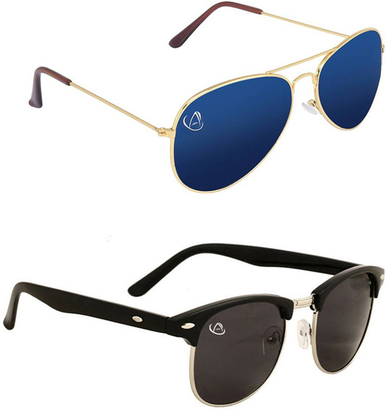 Aventus Aviator, Clubmaster Sunglasses(Blue, Black)