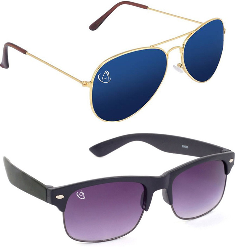 Aventus Aviator, Wayfarer Sunglasses(Blue, Black)