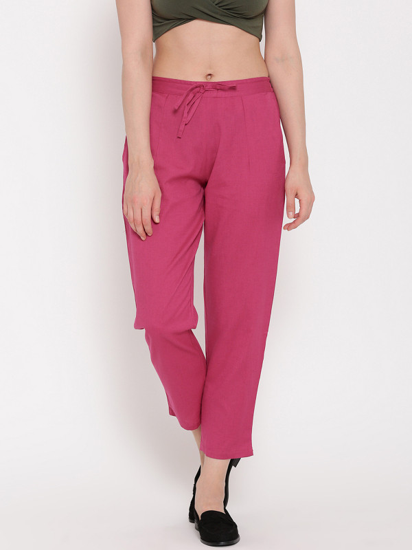 Shree Regular Fit Women Maroon Trousers